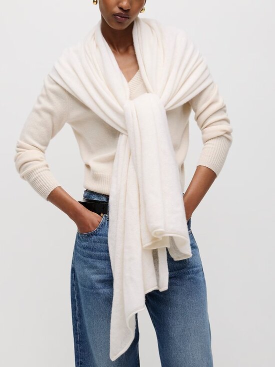 J. Crew Accessories - J. Crew Oversized Cashmere Wrap in Ivory OS